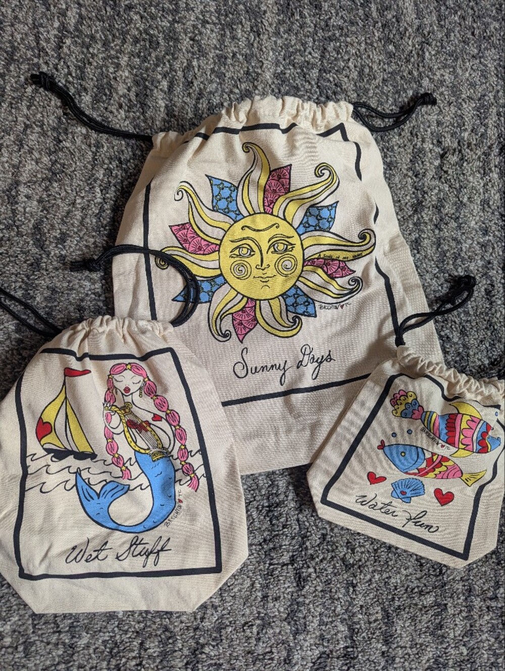 Brighton Canvas Drawstring Pouch Set Of 3